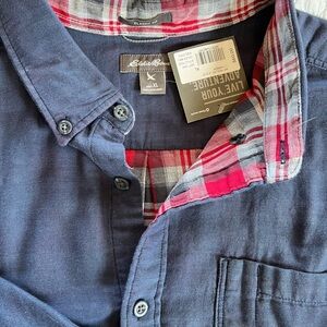 Men’s NWT navy Eddie Bauer, classic fit, L/S button down collar XL shirt